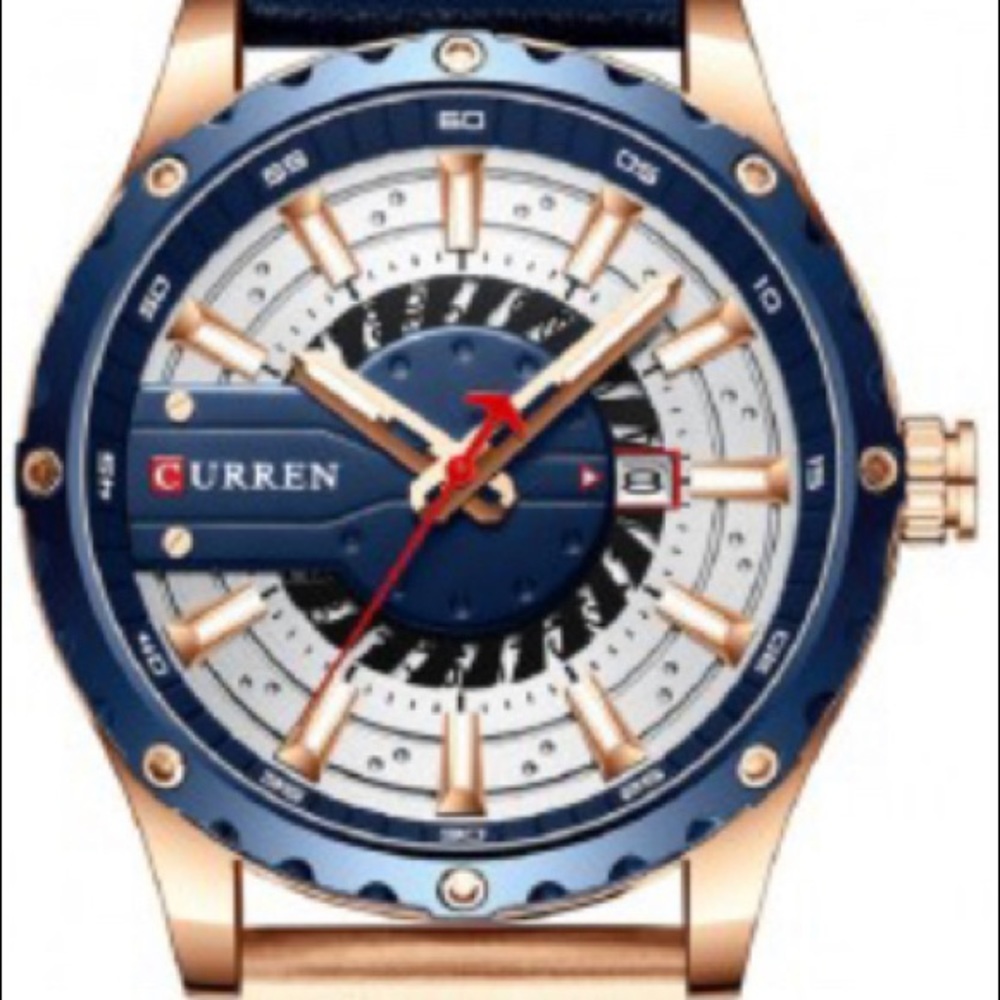 Men’s blue leather strap watch